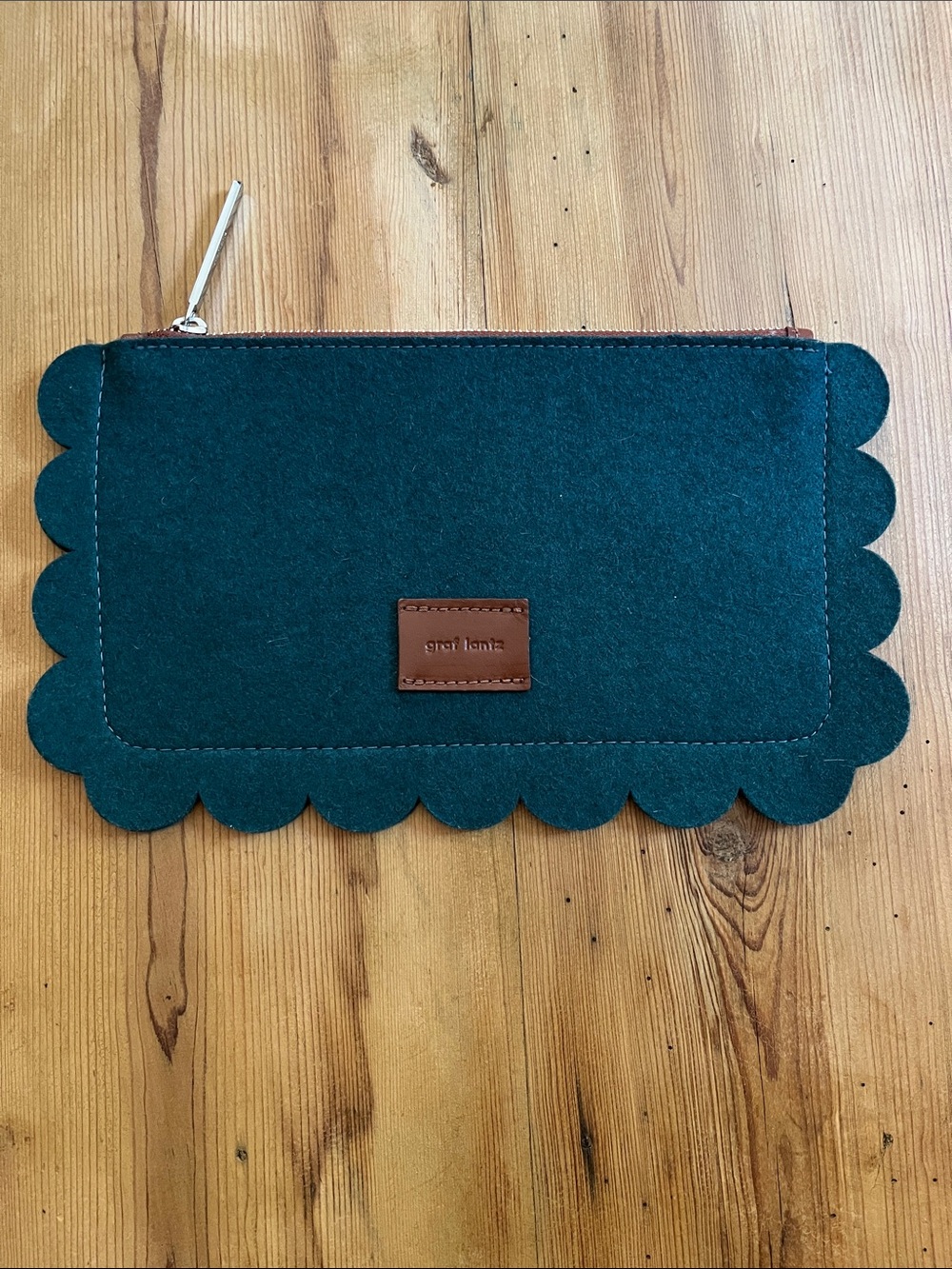 GRAF LANTZ Teal Deco Edge Merino Wool Pouch Boiled Wool